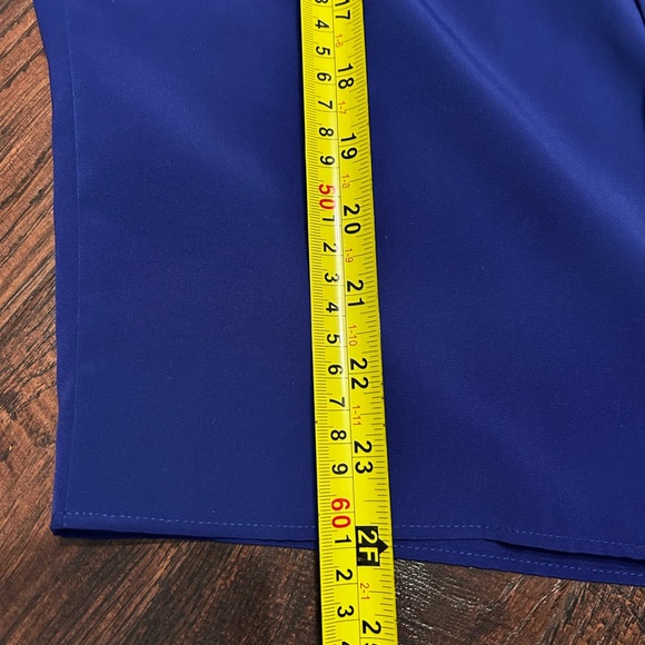 Woolf Bros Vintage 90s Light Academia  Cobalt Electric Blue High Neck Blouse M - Picture 7 of 7